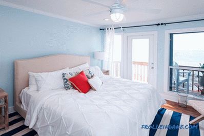 Culoarea albastră în interiorul dormitorului - 50 de exemple și reguli de proiectare