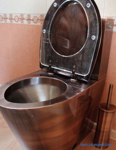 Tipuri de boluri de toaletă pe un castron, spălare, eliberare și materiale de producție + Foto